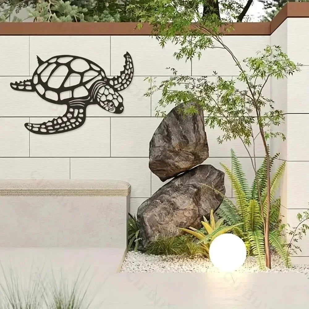 Metal Sea Turtle Wall Art – Beach-Themed Ornament for Indoor Living Room Decor & Wall Hanging