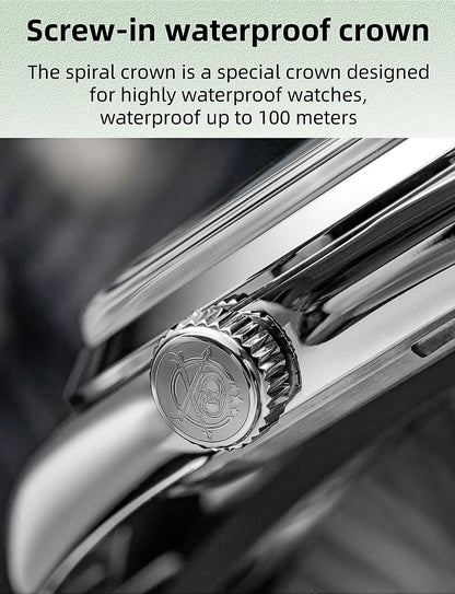 ADDIESDIVE 36MM Men's Stainless Steel Quartz Watch — Luxury Bubble Mirror Glass, 100M Waterproof Timepiece AD2066