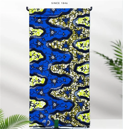 African Real Print Ankara Wax Fabric - Soft 100% Cotton Pagne 6 Yards