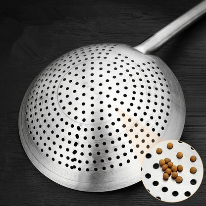Thickened 304 Stainless Steel Colander with Long Handle – Large Kitchen Sieve for Oil, Flour, Noodles & Dumplings