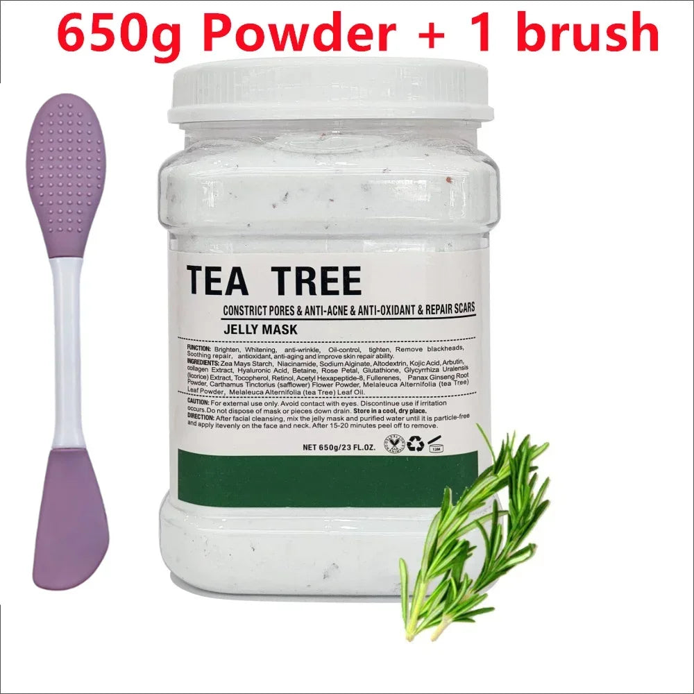 650g Chamomile Hyaluronic Acid Jelly Mask – Rose Moisturizing Facial Powder with Silicone Brush for Skin Elasticity
