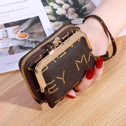 New Women’s Wrist Strap Short Wallet – Large Capacity Flower Design Coin Clip Bag with Multi Card Slots and Money Clip