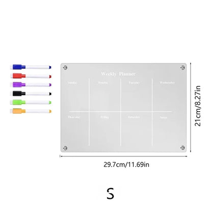 Magnetic Fridge Calendar & Weekly Planner – Reusable Transparent Dry Erase Board for Schedule, Menu & Notes