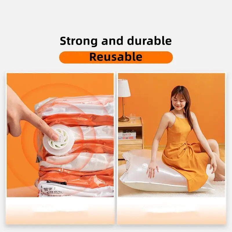 New Patented Vacuum Storage Bags – Large Plastic Bags for Clothes, Blankets, Compression, Travel Accessories
