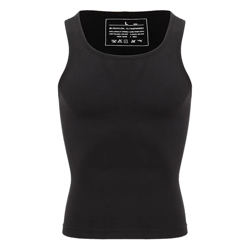 Men’s Slimming Body Shaper Compression Shirt – Abdomen & Abs Shapewear Tank Top to Hide Gynecomastia Moobs for Workout & Daily Wear