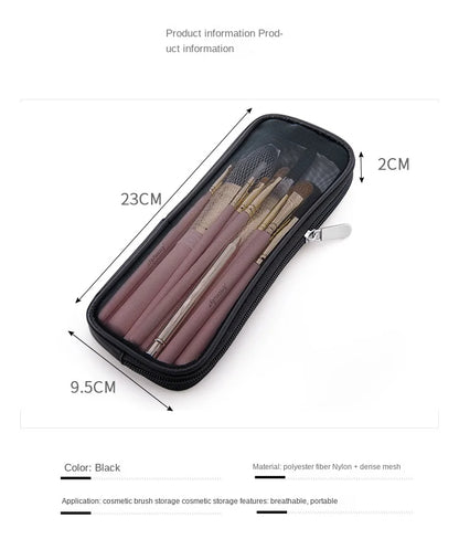 Makeup Brush Travel Case – Mesh Cosmetic Toiletry Bag Organizer for Men & Women, Beauty Tools Dopp Kit Pouch for Wash Storage