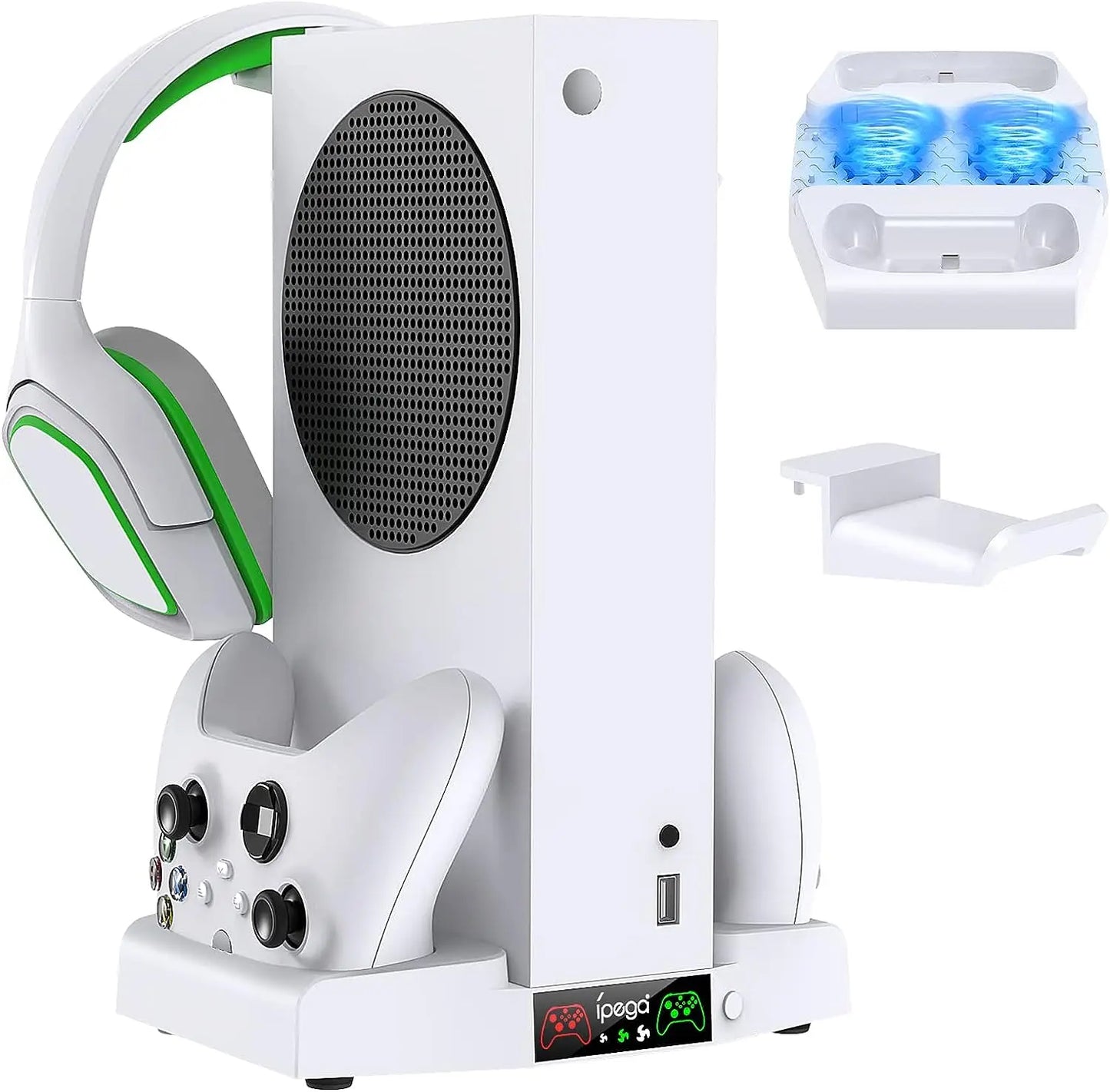 IPEGA Cooling Stand for Xbox Series S – Dual Charging Station Dock with Adjustable 3-Level Wind Cooling Fan for Controllers