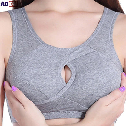 Plus Size Cotton Seamless Bra S–6XL – Breathable Hollow Out Bralette with Removable Pads, Comfortable Women’s Underwear Brassiere