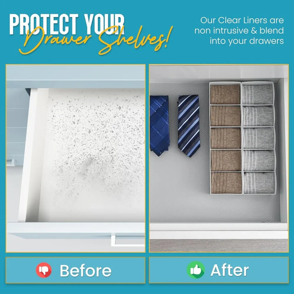 Non-Slip Waterproof Shelf Liner – Easy Clean Drawer & Kitchen Cabinet Liner, Cupboard Mat