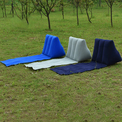 Foldable Inflatable Travel Mattress : Soft Beach Mat, Air Bed Chair, Camping Lounger with Back Pillow Cushion - Leisure Beaching Seat