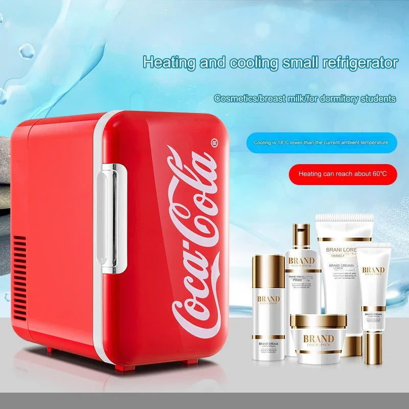 6L Mini Coca-Cola Refrigerator – Multifunctional Cosmetic Cooler & Warmer for Home, Car, Dorm, Portable 12V/220V Fridge