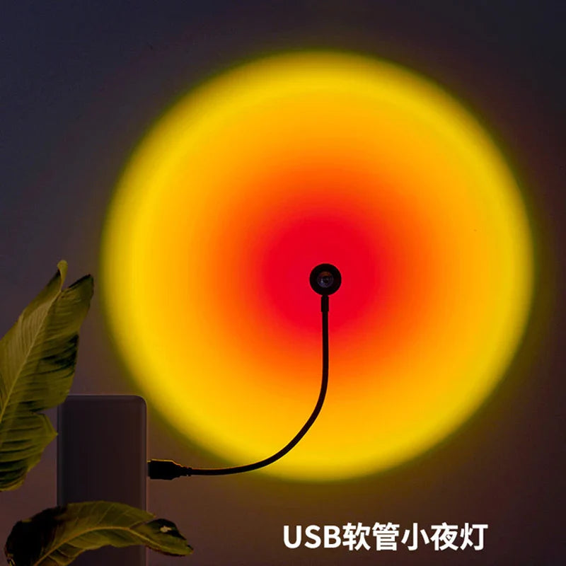 Sunset Projection Lamp USB Rainbow Night Light: Atmospheric Sunset for Photography & Live Wall Decoration - Perfect for Coffee Shops & Selfies