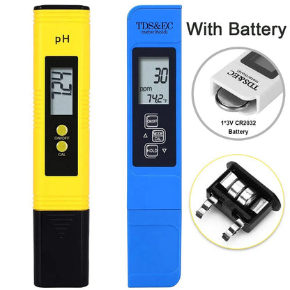 TDS Meter Digital Water Tester - High Accuracy 0-14 PH, 0-9990ppm TDS & EC Meter with LCD for Aquariums & Filters
