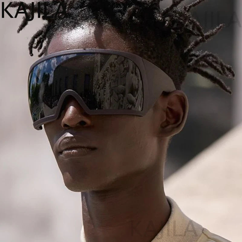 2025 Oversized Punk Shield Sunglasses – Luxury Steampunk Big Frame UV400 Sport Goggles for Women & Men