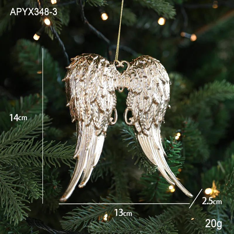 Christmas Tree Ornaments – Gold Plastic Balls with Butterfly, Dragonfly, Angel & Snowflake Decorations