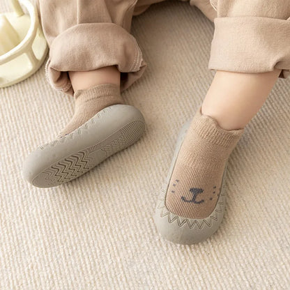 Newborn Baby Shoes — Embroidered Nonslip Socks & Soft Rubber Sole Booties for Boys & Girls