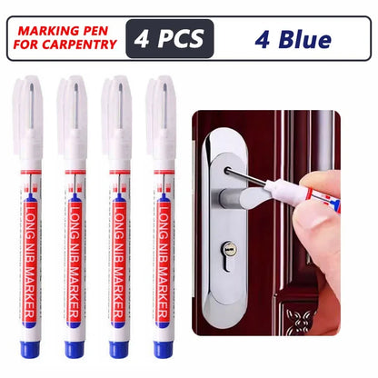 20mm Deep Hole Marker Pen Tips - Long Nib Waterproof Markers for Metal, Woodworking & Bathroom Decoration