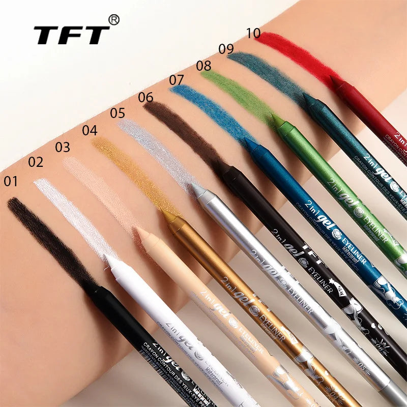 Waterproof Long-Lasting Eyeliner Pencil – Colorful Gel Eye Liner Pen in Blue, Black & White for Makeup and Beauty