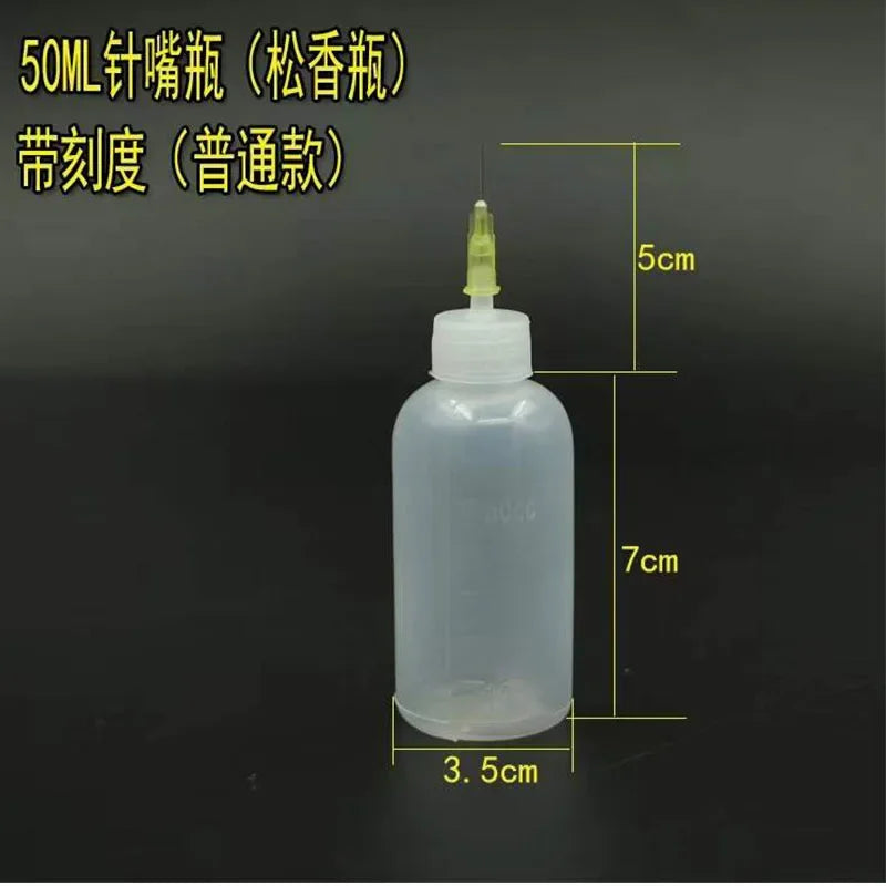 50ml Empty Plastic Precision Needle Bottle – Rosin Flux & 502 Glue Dispenser for Soldering, iPhone Repair & Electronics Tools