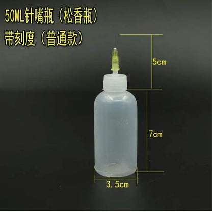 50ml Empty Plastic Precision Needle Bottle – Rosin Flux & 502 Glue Dispenser for Soldering, iPhone Repair & Electronics Tools
