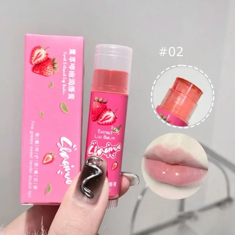 Jelly Fruit Lip Balm – Plant Extract Moisturizing Nourishing Lip Gloss, Long-Lasting Hydrating Juicy Peach Lip Care