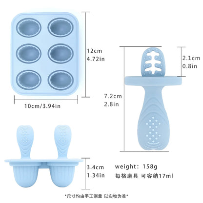 4/6 Cavity Baby Teething Ice Cream Mold – Silicone Freezing Milk Popsicle Stick Maker for DIY Homemade Summer Treats & Kitchen Use