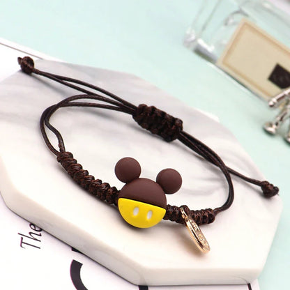 Mickey Mouse Hand-Woven Rope Bracelet – Cute Couple & Friends Fashion Jewelry, Adjustable Student Gift Wristband for Birthday & Casual Wear
