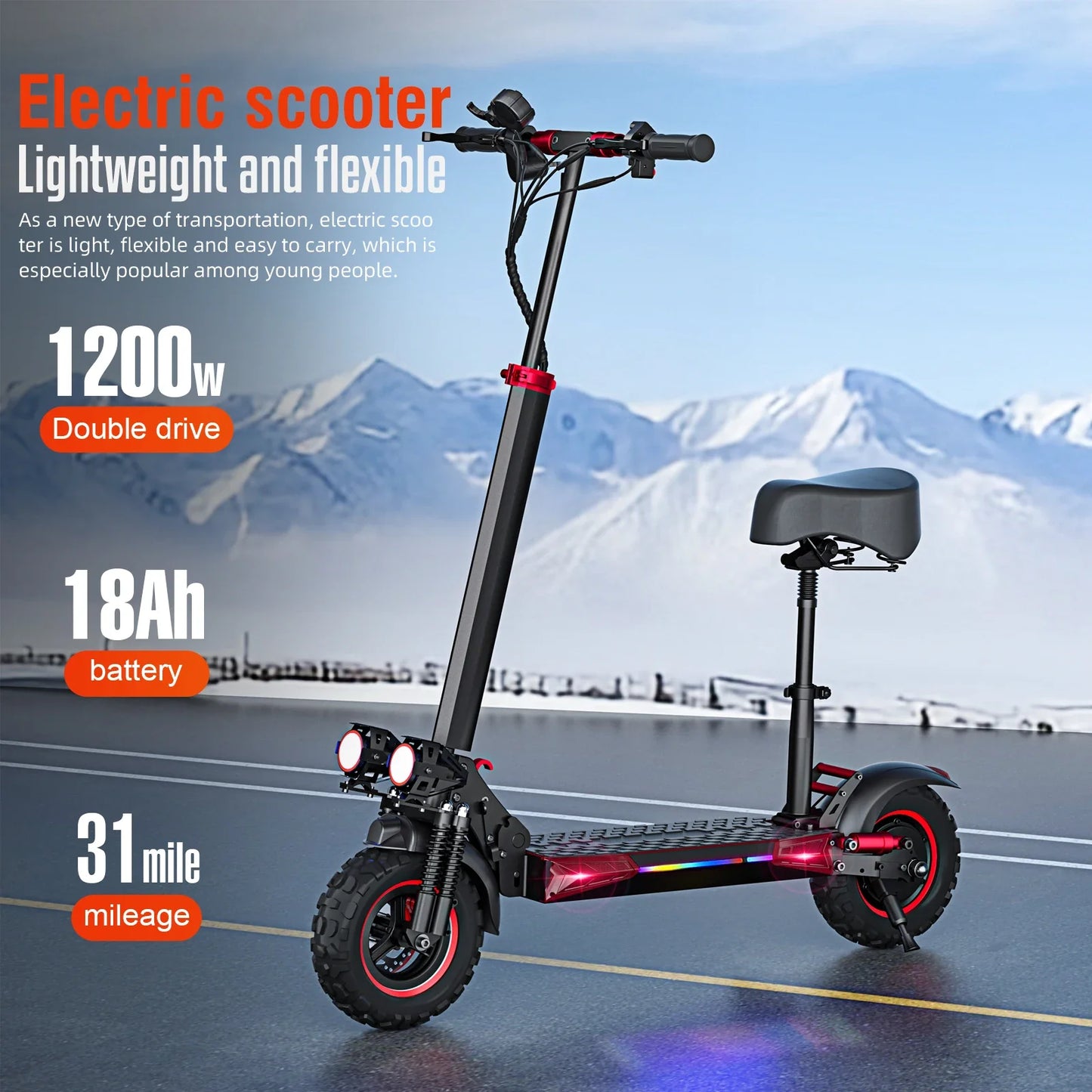 J11MAX Foldable Electric Scooter for Adults — 48V 1200W, 18Ah, 11" Off-Road Tires, Waterproof Smart E-Scooter