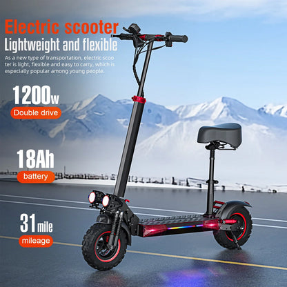 J11MAX Foldable Electric Scooter for Adults — 48V 1200W, 18Ah, 11" Off-Road Tires, Waterproof Smart E-Scooter