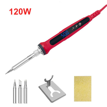 80W Soldering Iron Kit – Adjustable Temperature with LCD, Ceramic Heater, Soldering Tips & Tweezers