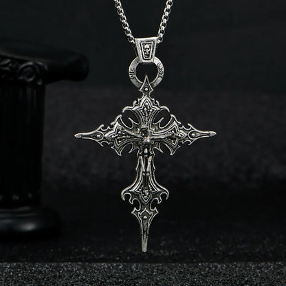 Vintage Gothic Skull Jesus Cross Necklace - Catholic Punk Religious Amulet Pendant for Men
