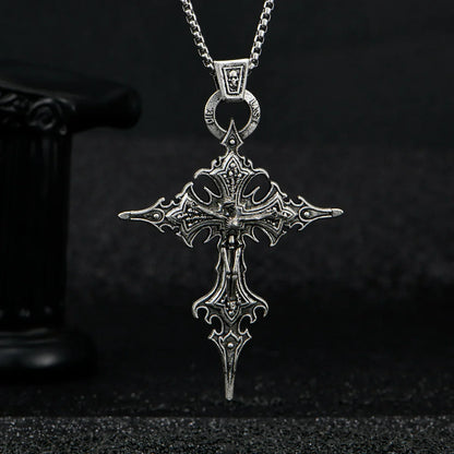 Retro Gothic Skull Cross Necklace - Personalized Halloween Pendant Jewelry for Men and Women