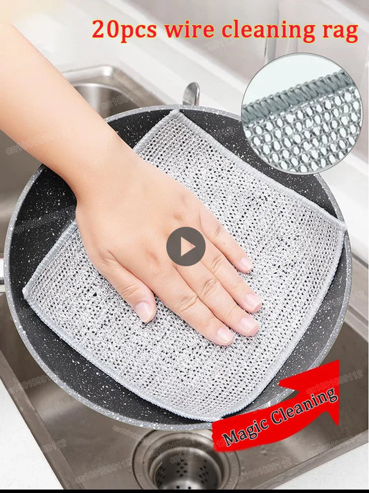 Magic Cleaning Cloth: Kitchen Dishwashing Towel with Metal Steel Wire – Ultimate Dish and Pot Cleaning Tool