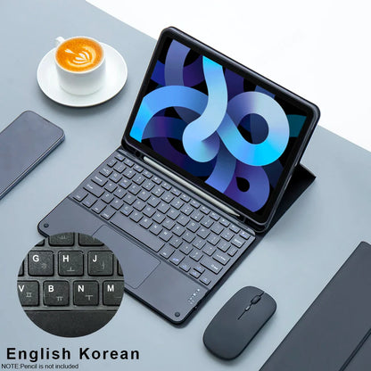 Magic Keyboard & Wireless Mouse Case for iPad — Compatible with iPad 9th Gen, 10.2-inch (7th/8th), iPad Pro 11 M4, Air M3, and Air 4/5 10th Gen