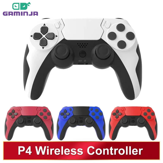 GAMINJA Wireless Bluetooth Controller Gamepad - Double Vibration, 6-Axis Joypad, Touchpad, Microphone and Earphone Port for PS4, PS3, PC
