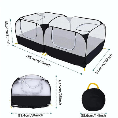 Portable Small Animal Playpen - Foldable Pet Cage with Transparent Mesh for Cats & Chickens