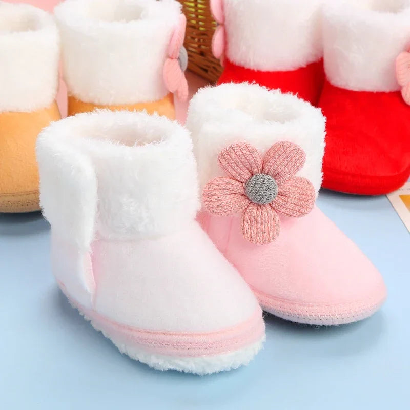 Newborn Baby Pompom Booties - Soft Warm Anti-Slip Shoes for Infants and Toddlers