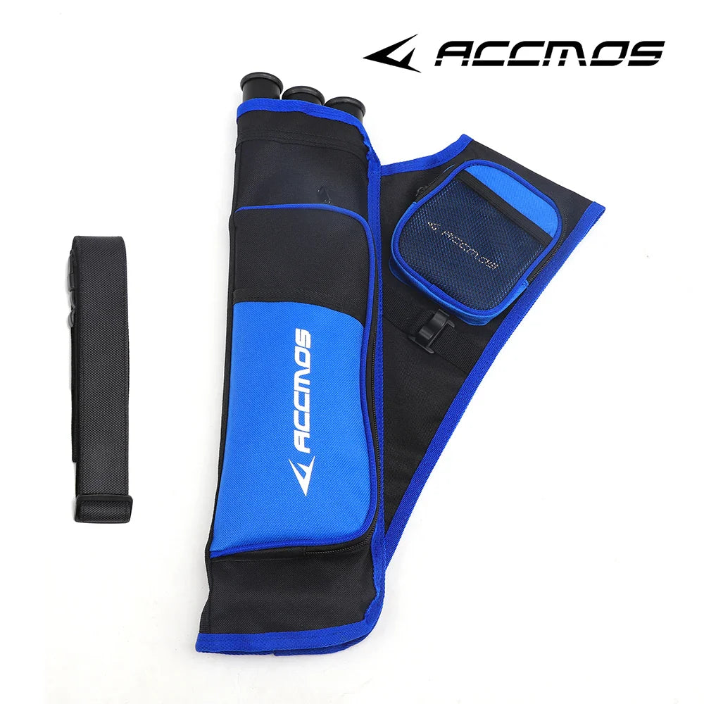 ACCMOS 3-Tube Arrow Quiver Pouch with Adjustable Belt — Recurve & Compound Bow Quiver for Hunting & Target Shooting