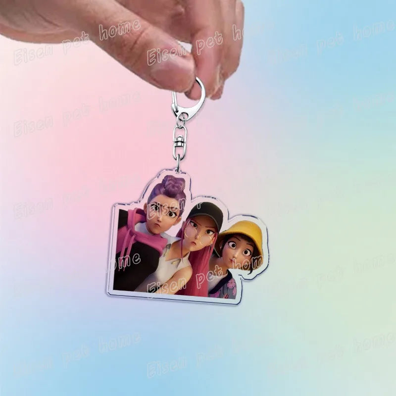 Kpop Demon Hunters Huntrix Saja Boys Keychain Bag Charm Rumi Zoey Jinu Ramen Keyring Fans Gift