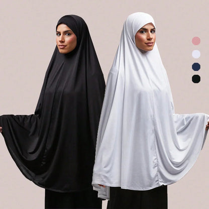 Women’s Full Cover Muslim Abaya – Solid Color Cotton Hemp Inner Hijab & Long Shawl Ramadan Prayer Dress