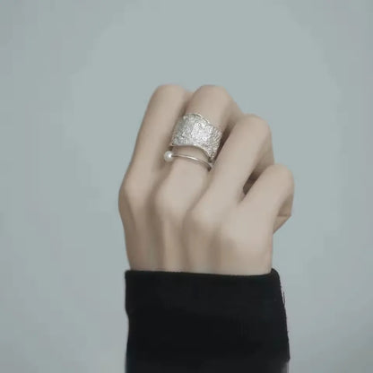 VENTFILLE 925 Sterling Silver Adjustable Ring – Vintage Hollow Line Punk Hip Hop Couple Jewelry