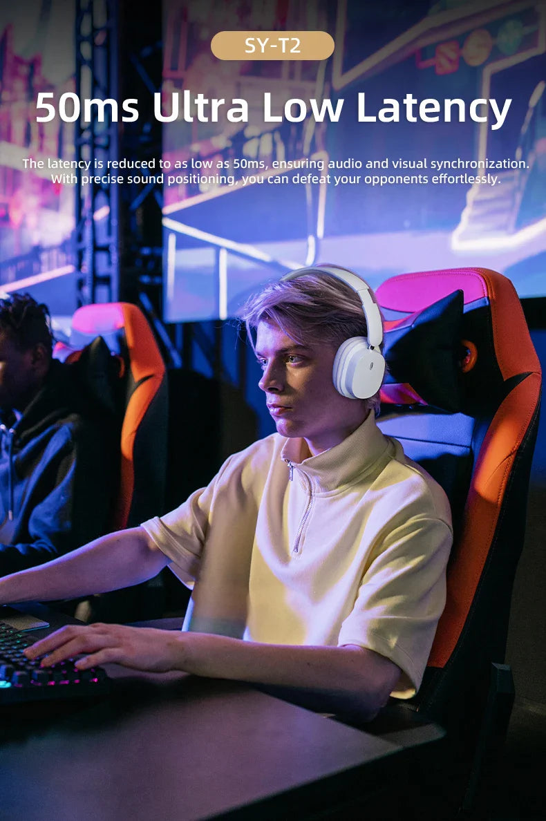 SY-T2 Bluetooth Headset – High-Quality Noise Reduction Wireless Headphones with Microphone for Gamers