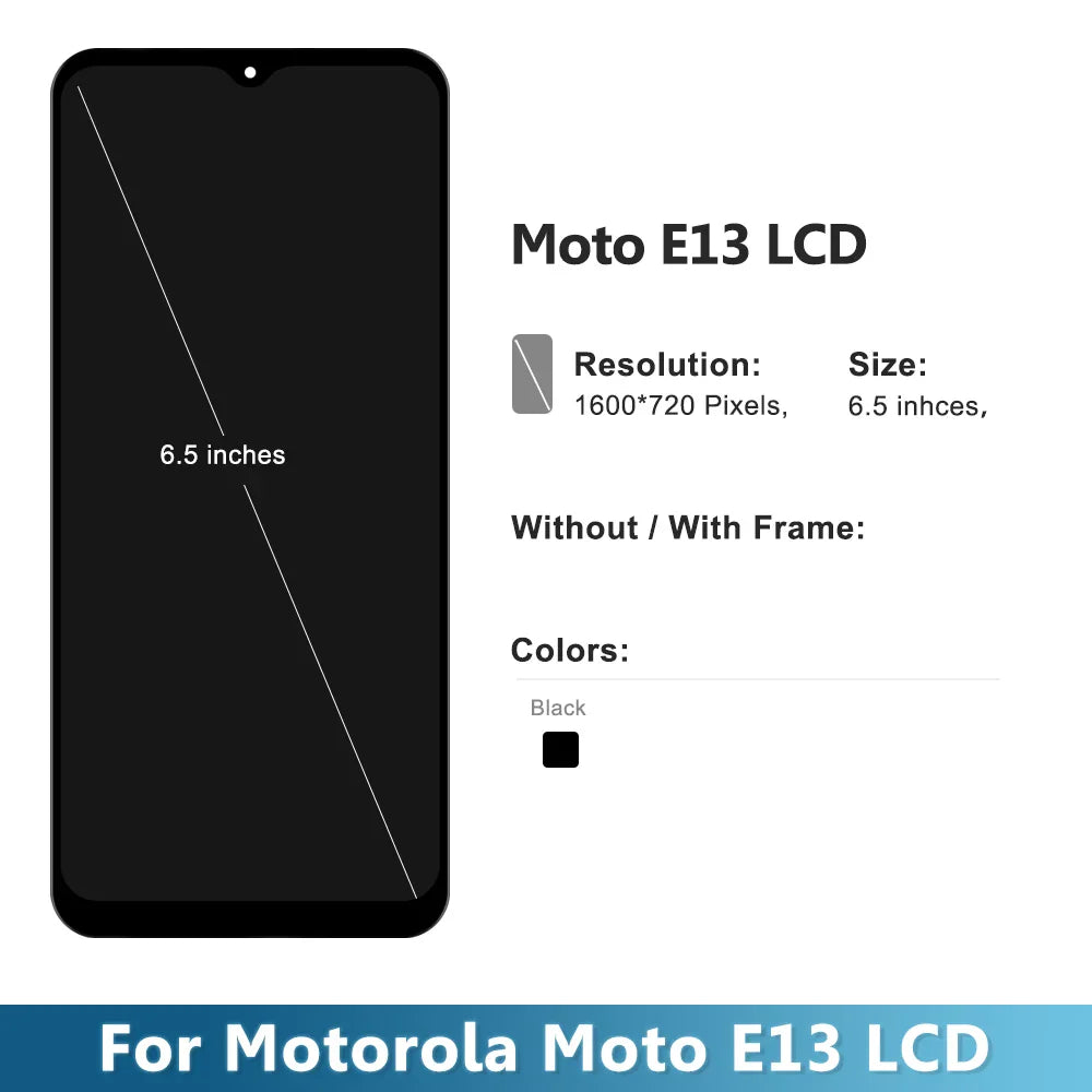 6.5" Motorola Moto E13 LCD Display Touch Screen Digitizer Assembly Replacement Parts