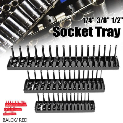 Socket Organizer Tray Rack - Metric & SAE 1/4 3/8 1/2 Inch Garage Tool Storage Holder