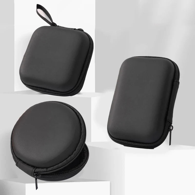 Portable Mini 3C Hard Shell Storage Bag - Artificial Leather Organizer for Earphones, Chargers, Data Cables, and U Disks