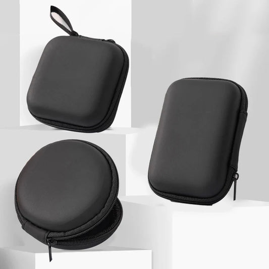 Portable Mini 3C Hard Shell Storage Bag - Artificial Leather Organizer for Earphones, Chargers, Data Cables, and U Disks