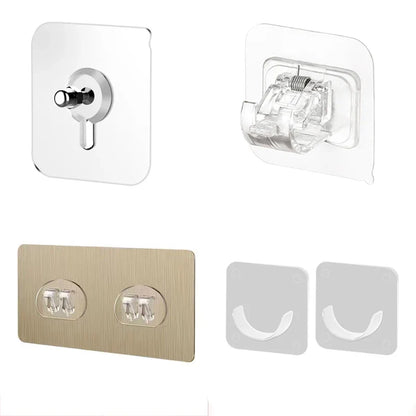 Strong Non-Marking Adhesive Patch Hook - Non-Punching Transparent Wall Hanging Shelf Buckle, No-Nail Auxiliary Patch