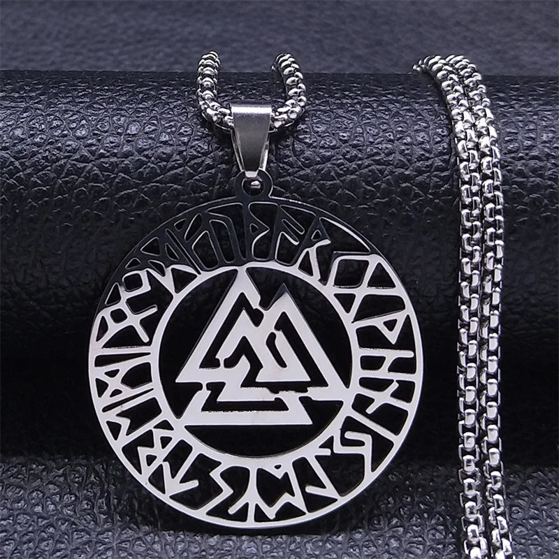 Stainless Steel Witchcraft Vortex Necklace – Viking Triskelion Celtic Knot Spiral, Silver Jewelry N7062S02