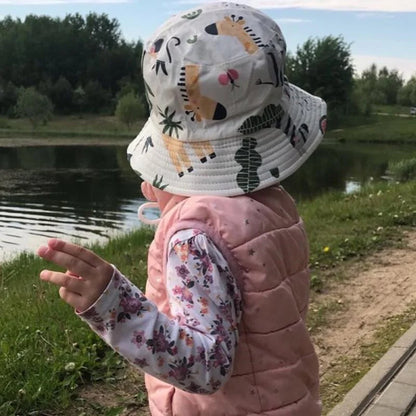 Summer Panama Baby Sun Hat – Cartoon Fisherman Bucket Hat for Kids & Toddlers, UV Protection Outdoor Bonnet for Boys & Girls (Autumn & Summer Wear)