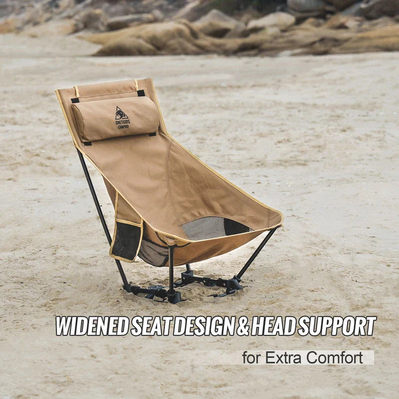 OneTigris Folding Camping Chair – Outdoor High Back Chair for Fishing, Trekking, BBQ, Beach & Gardening